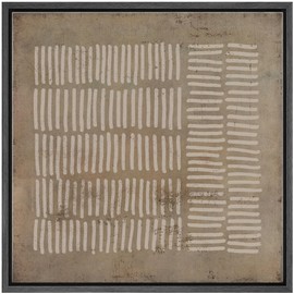 SIGNWIN Framed Canvas Print Wall Art Brown White Grunge Geometric Lines Abstract Shapes Illustration Modern Art Decorative Boho Relax/Zen Nordic for Living Room, Bedroom, Office - 24"x24" Black