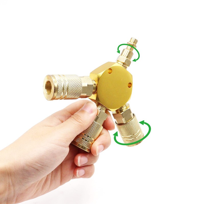 Tnuocke Air Splitter 3-Way Manifold Hex Style with 3 Pieces