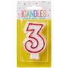 Unique Deluxe Number 3 Birthday Candle, 5", White & Red