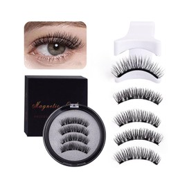 BPTRKOM 1 Paar 3D Magnet Wimpern Natural Look - Wiederverwendbare Wimpern ohne Kleber - Wasserdicht & einfach mit Applikator - Kein Eyeliner benötigt - Magnetisch haftend (04)