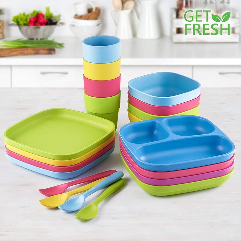 GET FRESH PLA Kids Divided Plates Set – 2-Pack Melamine-Free