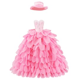 BARWA Princess Evening Party Clothes Wears Dress with Hat Outfit Set for 11.5 inch Doll