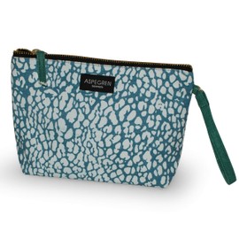 Aspegren - Small linen "Holly Blue" including Giveaway Women's Zip Up Toiletry Bag in Blue Patterned for Handbag with 2 Inner Compartments and Nylon Lining