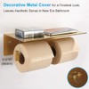 Double Toilet Paper Holder with Shelf Brushed Gold, APLusee SUS
