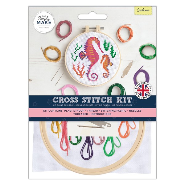 Simply Make Cross Stitch Kit - Seahorse Design for Kids