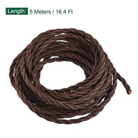 MECCANIXITY 16.4Ft Twisted Cloth Covered Wire, 18/3 Cloth Covered Electrical Wire Vintage Industrial Electronic Wire Cloth Cord Cable for Pendant Light DIY Project, Brown