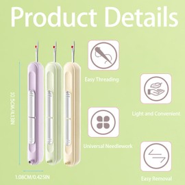 Yyebap 2 in 1 Needle Threader and Thread Removal Tools, Portable Retractable Needle Threader Tool for Hand Sewing, Knitting & Crafting - Ideal for Sewing Enthusiasts & Beginners（3Pcs Multicolored）