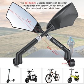 Handlebar Bike Mirror HD Anti-Glare Lens Scratch Resistant Glass Mirror Adjustable Safe Handlebar Rear View Mirrors For 21-24mm Handlebar (Right)
