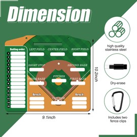 Geyee 34 Pcs Magnetic Baseball Lineup Board for Coach, Erases Easily Magnetic Dugout Board Softball Coaching Board with 30 Lineup Cards 2 Snap Hooks and Marker Pen(Simple)