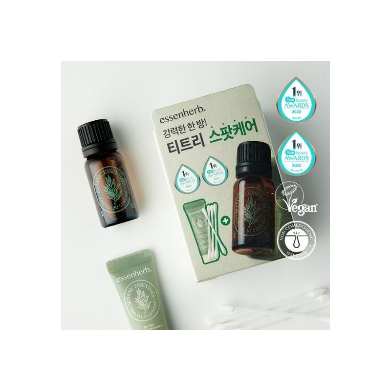 essenHERB Tea Tree 100 Oil 10mL Special Set (+Cream 10mL+Cotton