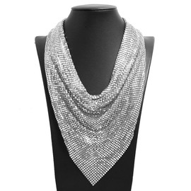 COLORFUL BLING - Gargantilla de lentejuelas con borlas y flecos gruesos, collar grueso para mujer, joyería de disfraz, Metal, Aleación.