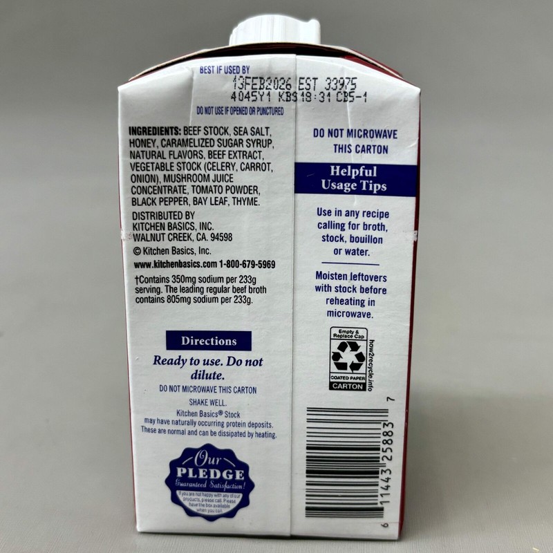 KITCHEN BASICS (12 PACK) Original Beef Stock 50% Less Sodium