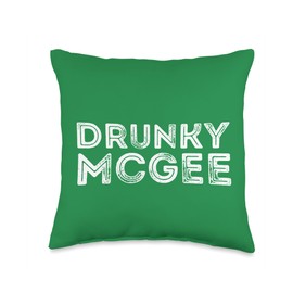 St Patricks Day Funny Drunky McGee Matching Couple Drunky McGee McDrunkerson Uno Game Drunk Fun Drinking Attire Throw Pillow, 16x16, Multicolor
