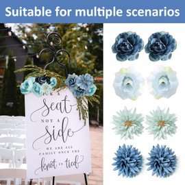 ATBUSS 24 Blue Simulated Flowers, Home Decoration, Artificial Flowers Set, Wedding Ambience Sensory Flower Arrangement Decoration, Suitable for Wedding, Valentine's Day Party