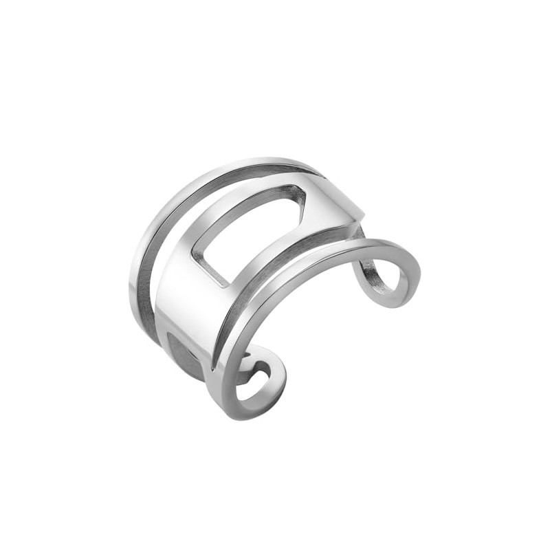 Diesel DX154804010 Unisex Oval D Logo Ring Stainless Steel, Stainless