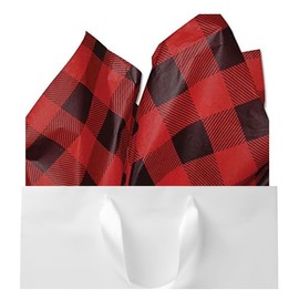 Lumberjack Tissue Paper (Red Buffalo Plaid) for Christmas, 24 Sheets