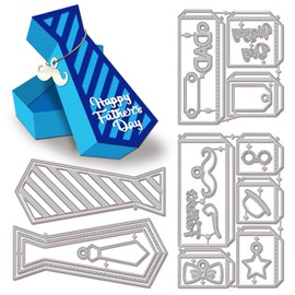 GLOBLELAND 3D Father's Day Tie Gift Box Cutting Dies Metal Happy Dad Die Cuts Tie Box Cutting Embossing Templates for Scrapbooking Crafts Paper Cards Making