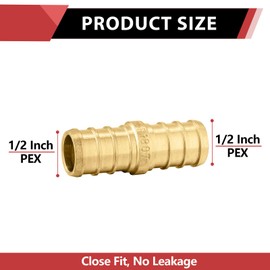 (Pack of 10) EFIELD Barb Crimp Pex 1/2-inch X 1/2-inch Coupler Brass Fittings, ASTM F1807,(PEX1807002)