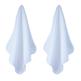 Polyte Ultra Premium Microfiber Kitchen Dish Hand Towel Waffle Weave, 8 Pack (12x12 in, White)