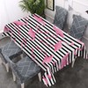 Walmsco Tablecloth Pink Flamingo Black White Stripes Decor For Dining