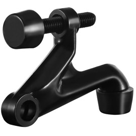 HOMOTEK 4 Pack Hinge Pin Door Stoppers, Hing Door Stops, Adjustable Deluxe Heavy Doorstops for Top of Door, Door Hinge Stoppers with Black Rubber Bumper Tips, Black