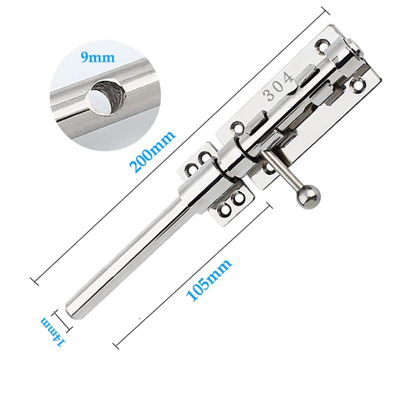 Litensh Door Bolt for Sliding Gates with Hole for Padlock,
