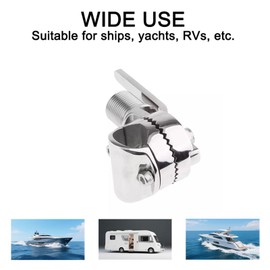 Fulkued Adjustabl Antenna Mount Base,Marine VHF Antenna Mounts,316 Stainless Steel Adjustable Ratchet Mount for 7/8 to 1in Rails for Boat