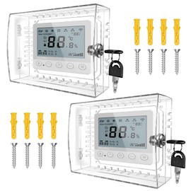 2 PCS Thermostat Lock Box with Key, Clear Thermostat Cover with Lock for Thermostat on Wall, Thermostat Guard, Universal Thermostat Lock Box Fits Thermostats 4.8" H x 6" W or Smaller