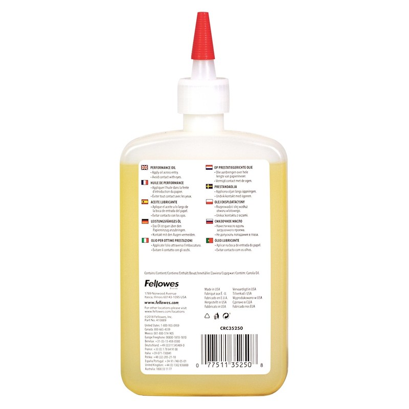 Fellowes Powershred Performance Shredder Oil, 12 oz. Extended Nozzle Bottle