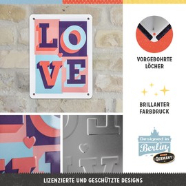 Nostalgic Art 26230 Love | Vintage Retro Tin Sign | Wall Plaque | Wall Decoration | Metal | 15 x 20 cm, 15 x 20 x 0.2 cm