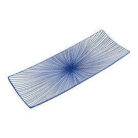 DealbyBox 12" Long Rectangle Plates for Serving Sushi, Pasta, Chips, Appetizer - Ceramic Sushi Plate for Party, Restaurant, Banquet (16Pack, Blue Radial)