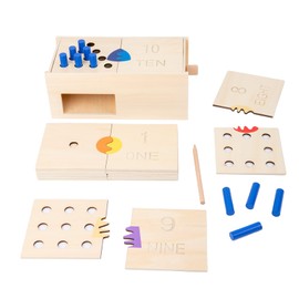 Adena Montessori Toys Wooden Peg Drop Box Tumble Down Counting Pegs Number Games - Fun and Exciting Way to Learn 1-10 Numerals Early Math Skills Development