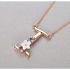Flower Initial Letter Necklace, Pink Red Blue Simulated Pearl Pendant