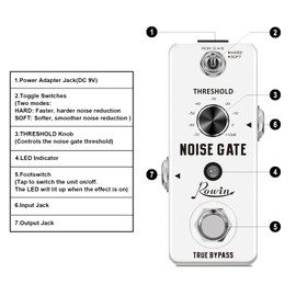 Rowin Guitar Noise Killer Noise Gate Suppressor Effect Pedal LEF-319