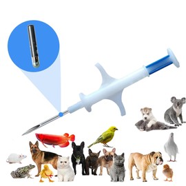 Animals Microchip ID with Implantation Tools,FDX-B/ISO11784 15 Digital Numbers ID Chip Pet ID Tag Kit Universal Scannable,for Dogs Cats Hamster Fish Bird Snake and Other Pets (1pcs, 2.12x12mm)