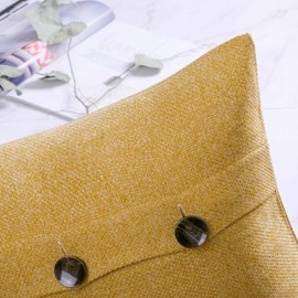 Phantoscope Farmhouse Throw Pillow Covers Triple Button Vintage Linen Decorative Pillow Cases for Couch Bed and Chair Yellow, 22 x 22 inches 55 x 55 cm, Pack of 2