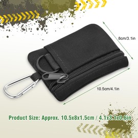Mini Molle Pouch Bag, Outdoor Mini Portable Key Card Case, EDC Outdoor Purse with Carabiner, Camping Zip, Portable Bag for Camping, Hiking, Cycling