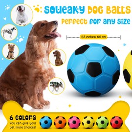 Vinsot 6 Pack 2.6'' Soft Latex Soccer Squeaky Dog Ball Sport Fetch Durable Puppy Dog Toy Ball Rubber Squeaky Toy for Small Medium Pets Training Supply