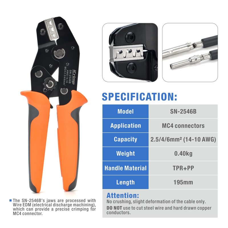 iCrimp Solar PV Cable Crimping Tool Kit for 2.5/4/6mm² with