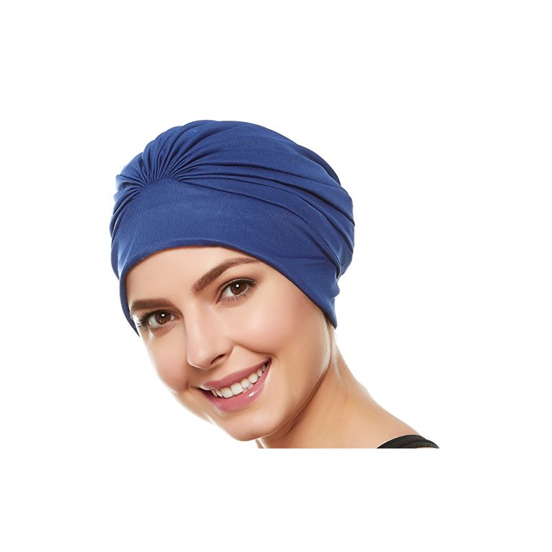 Polyester Latex Lined Pleated Women’s Swim Bathing Turban - Navy