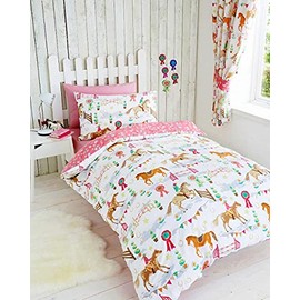 Girls duvet sets horse riding quilt cover bedding & curtains available separately (Duvet Set - Single)