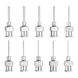 HARFINGTON 1set Dispensing Needle 15-24 Gauge 0.5 Inch Stainless Steel Blunt Tip Luer Connector for Refilling Glue Oil Thick Liquids Ink Lab Use, Silver
