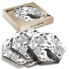 4 x Hexagon Coasters - Eyeball Flower Crow Raven Black