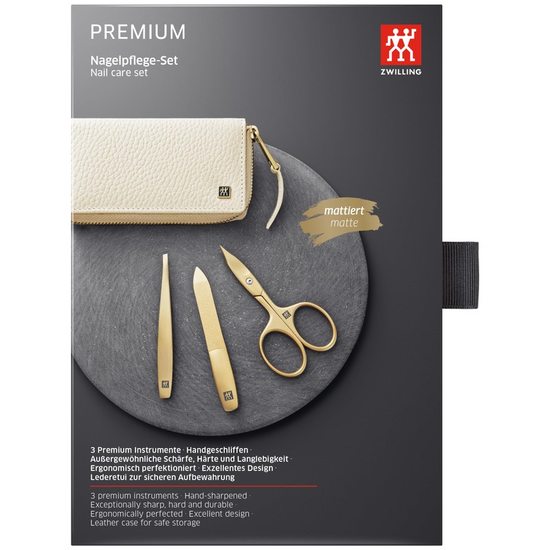 ZWILLING Manicure and Pedicure Set Cowhide Leather Case 3 Pieces