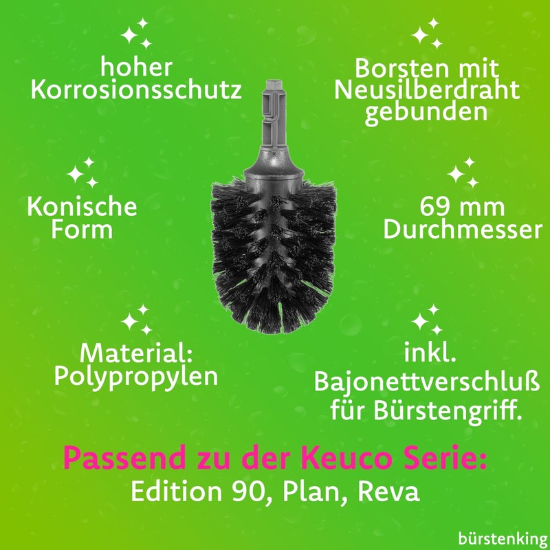 Bürstenking Toilet Replacement Brush Head, 69 mm, Toilet Brush Head
