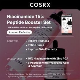 COSRX Niacinamide 15% Peptide Booster Set - Amazon Exclusive - Korean Skin Care Set, Gift Sets, Niacinamide Serum, Face Serum, Stocking Stuffers, Gifts For Women