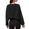 Tankaneo Womens Long Ballon Sleeve Sweatshirts Tops Cropped Crew Neck