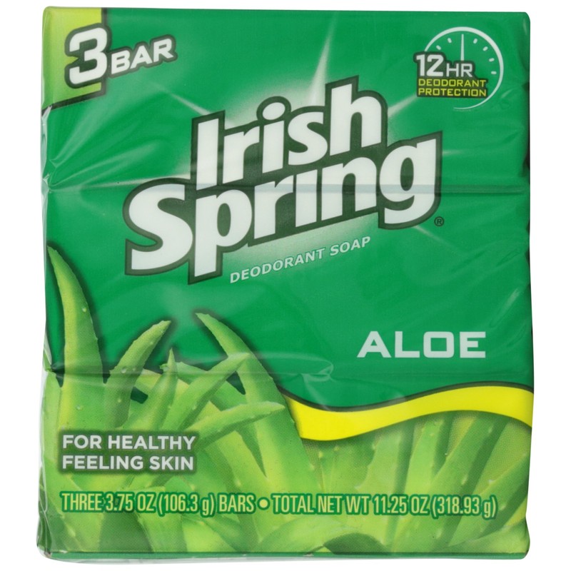 Irish Spring Deodorant Bath Bar Aloe,3.75 Ounce, 3 Count