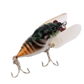 Fishing Bait, 1Pcs Fishing Lures 4cm Length 6.4g Vivid Micro Fishing Lures with 2 Hooks Cicadas Lure 3D Holographic Eyes with Strong Wire Construction and Bright Colors for Beach