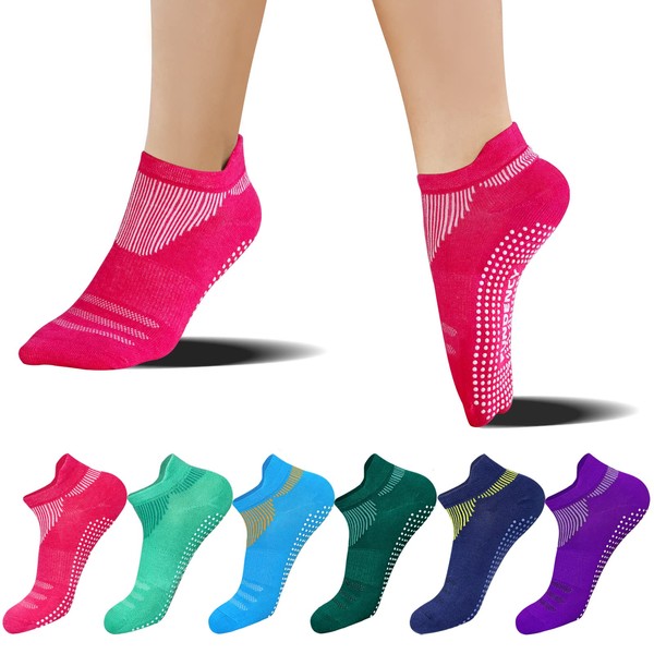 FUNDENCY Non Slip Yoga Socks for Women 6 Pairs, Anti-Skid